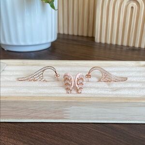 New Hespera Angel Wing Rose Gold Earrings and Ring set
